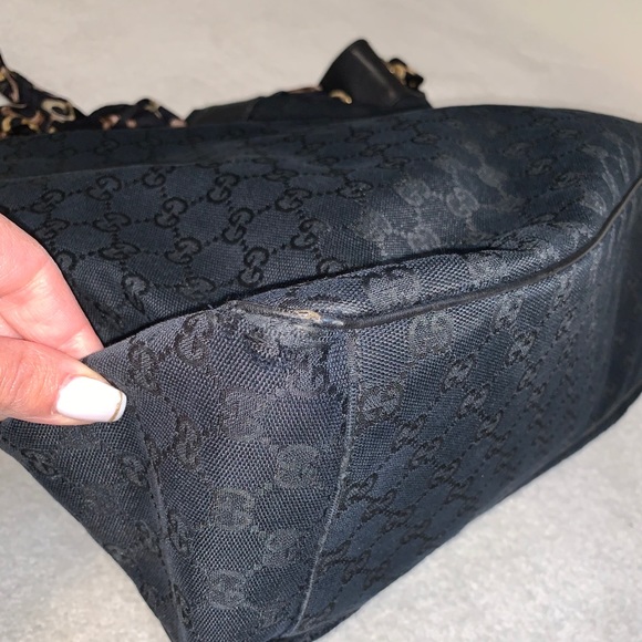 Gucci Positano Black GG Canvas Shoulder Bag - Picture 10 of 12